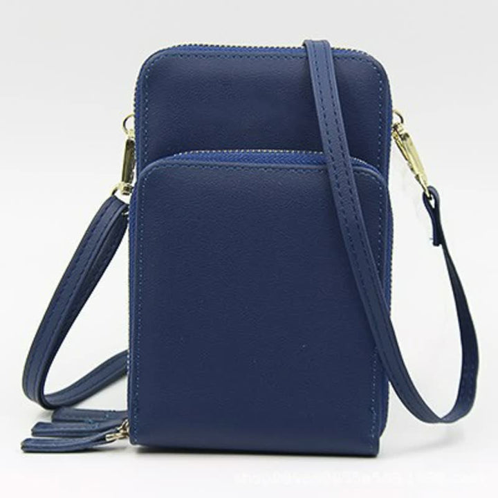 Three Zipper Vertical Shoulder Bag