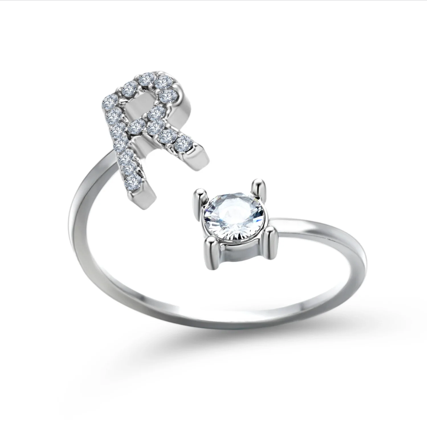 Initial Letter Ring with Zirconia