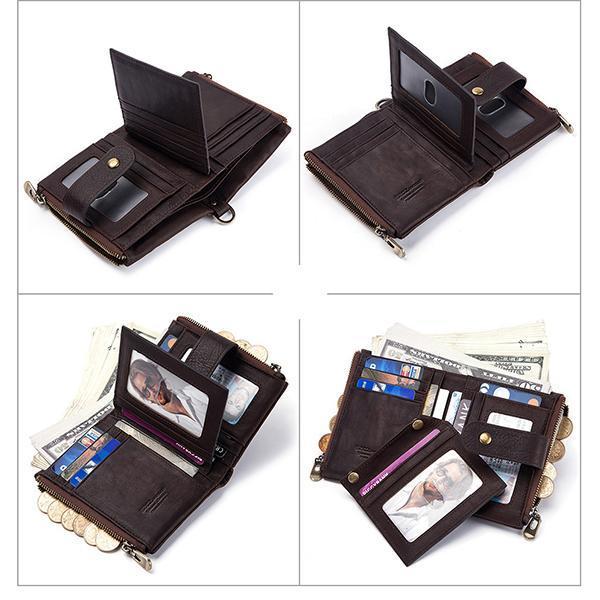 Genuine Leather Anti-theft Retro Wallet With Chain