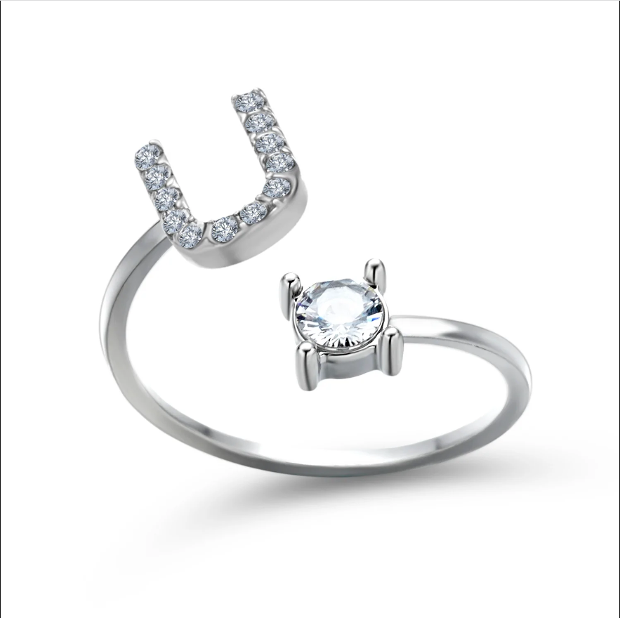 Initial Letter Ring with Zirconia
