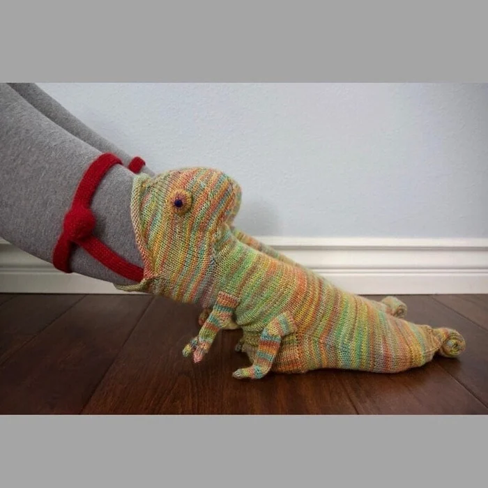 3D Knit Crocodile Socks