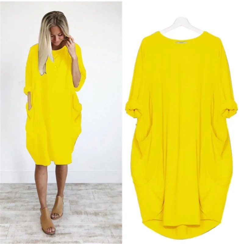 Womens Casual Solid O Outline Dress