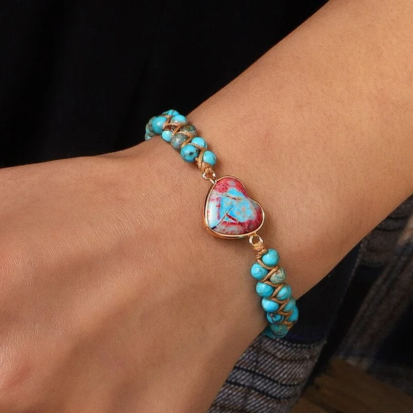To My Granddaughter Love You Forever Jasper Heart Bracelet