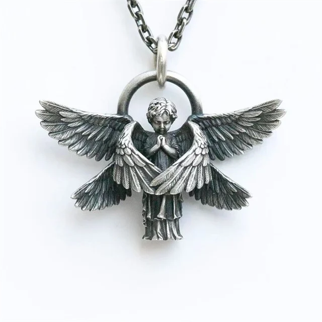 Angel Pendant Necklace Angel Wings Amulet