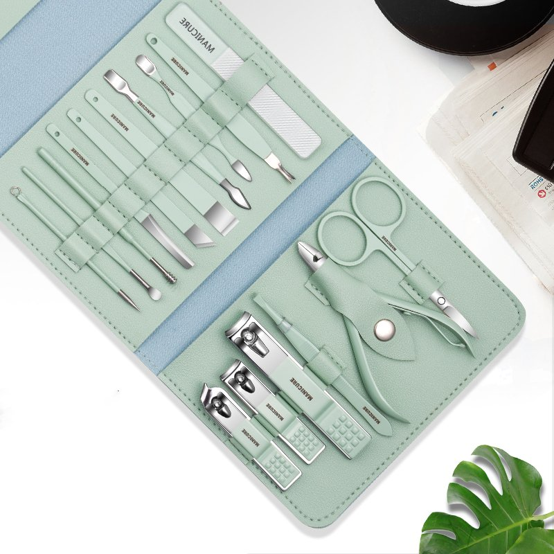 12 16 Pieces Nail Clipper Set With Folding Bag Nail Clipper Kit Scissors Makeup Beauty Tools