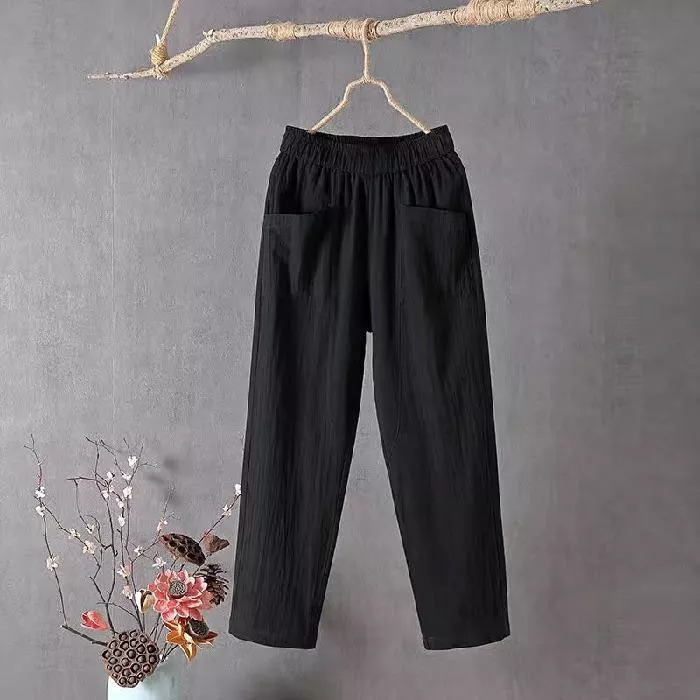 Womens Loose Pants Nine Points Harem Pants Solid Color Thin Tide