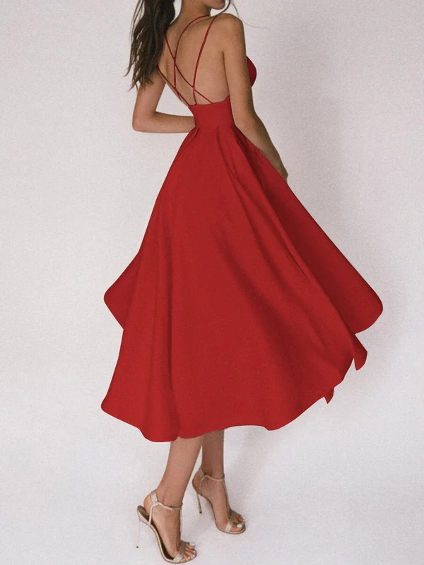 Elegant strappy V neck dress