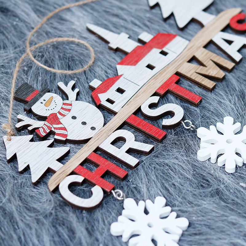 Wood Christmas Door Hanging Ornaments