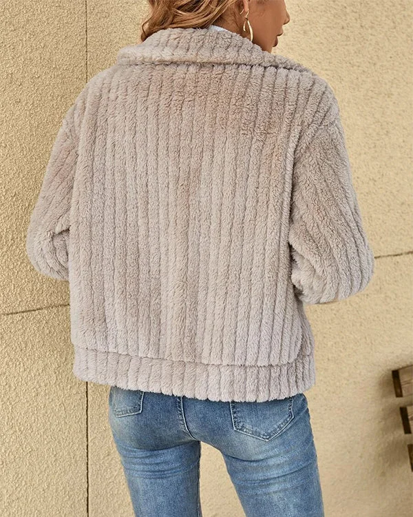 Lapel Full Zip Polar Soft Fleece Coat Jacket