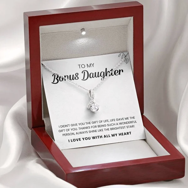 To My Bonus Daughter Shine Like The Brightest Star Necklace