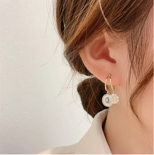 Natural shell zircon earrings