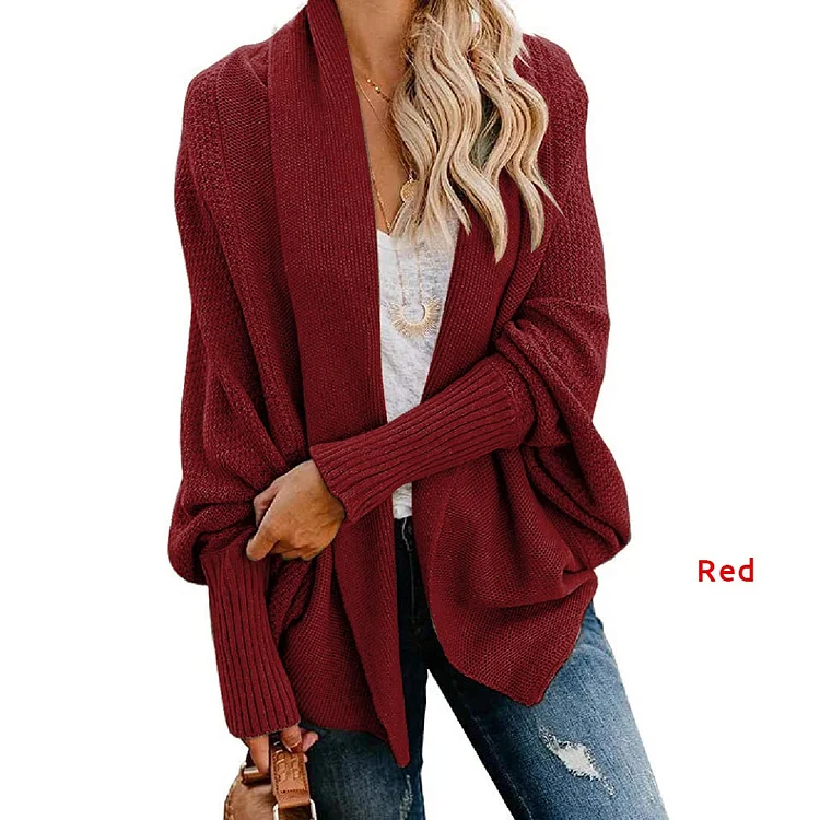 Bat sleeve loose knit cardigan shawl jacket