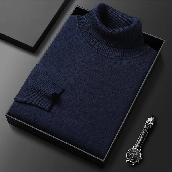 Mens Solid Color Turtleneck Sweater