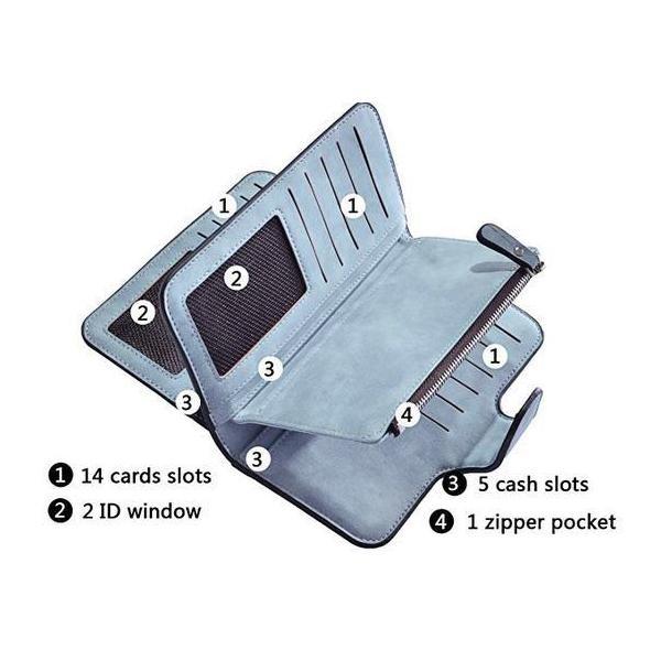 Leather Zipper Long Wallet Card Holder Viconchic