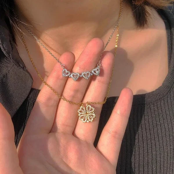 Lucky Heart Sterling Necklace And SIX ROSES