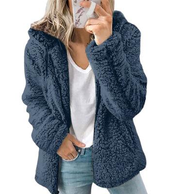 Sidefeel Women Open Front Hooded Cardigan Fleece Pocket Coat Outwear