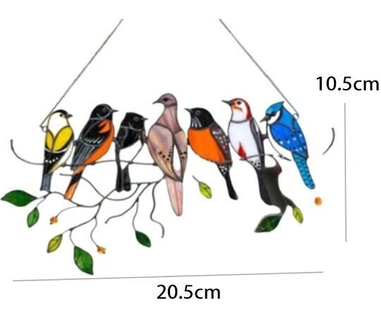 Birds Stained  Window  Panel Hangings