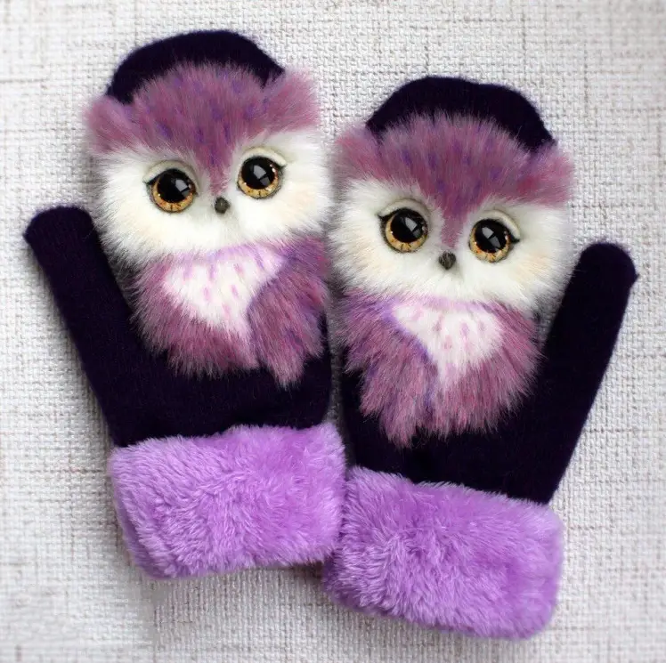 Hand knitted animal Mittens
