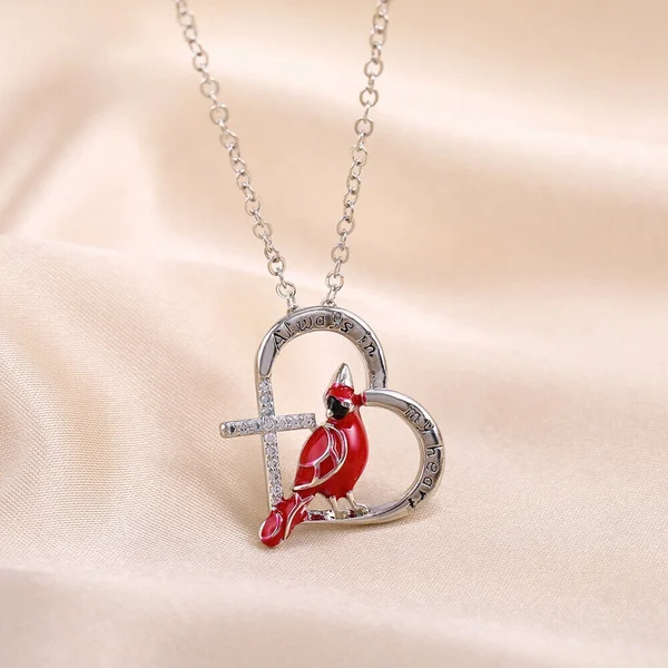 Red Bird Heart Cardinal Necklace