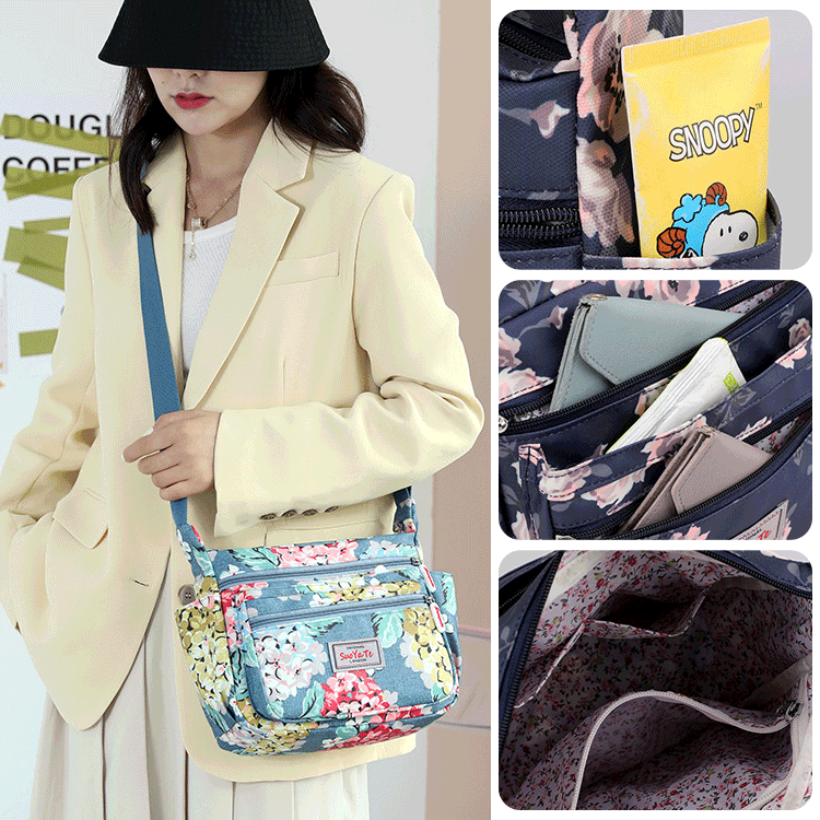 Multi layered Floral Pattern Waterproof Canvas Bag for Women