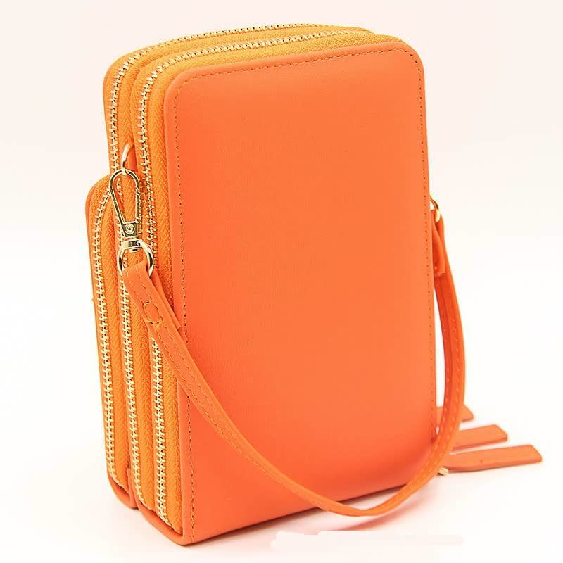 Three Zipper Vertical Shoulder Bag