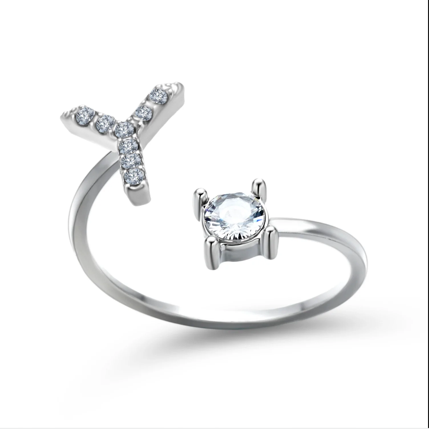 Initial Letter Ring with Zirconia