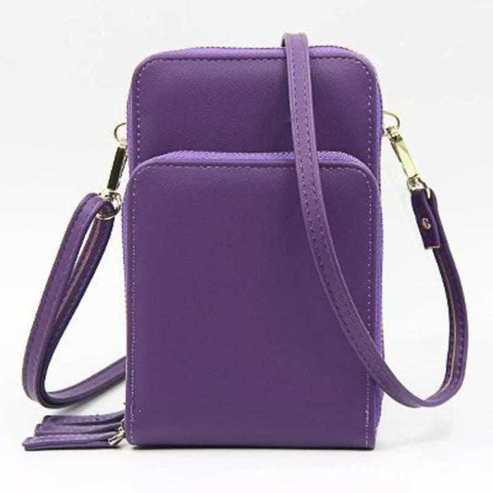 Three Zipper Vertical Shoulder Bag