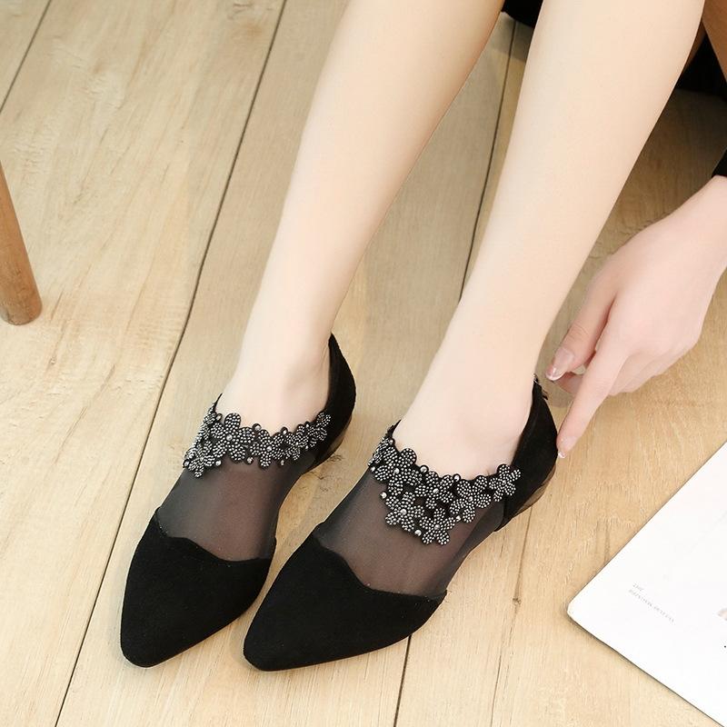 RHINESTONE STONE HOLLOW HEEL SHOES