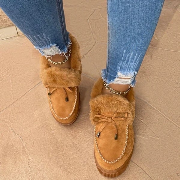 ⚡Womens boots round head thick sole⚡Wool thick warm cotton shoes