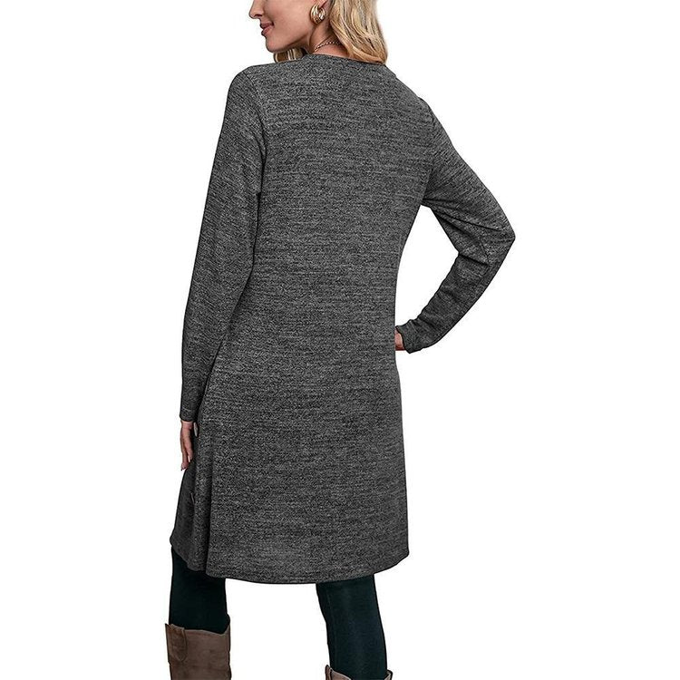 BUTTONED POCKET CASUAL LOOSE DRESS