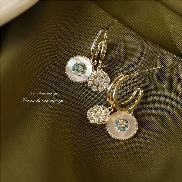 Natural shell zircon earrings