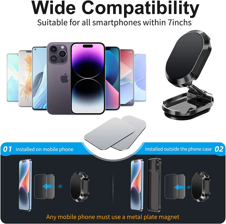 2022 New Alloy Folding Magnetic Car Phone Holder