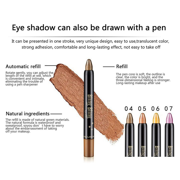 🔥15 Color Highlighter Eyeshadow Pencil Glitter Eye Shadow Eyeliner Pen