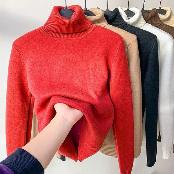 winter fleece thick knitted bottoming shirt