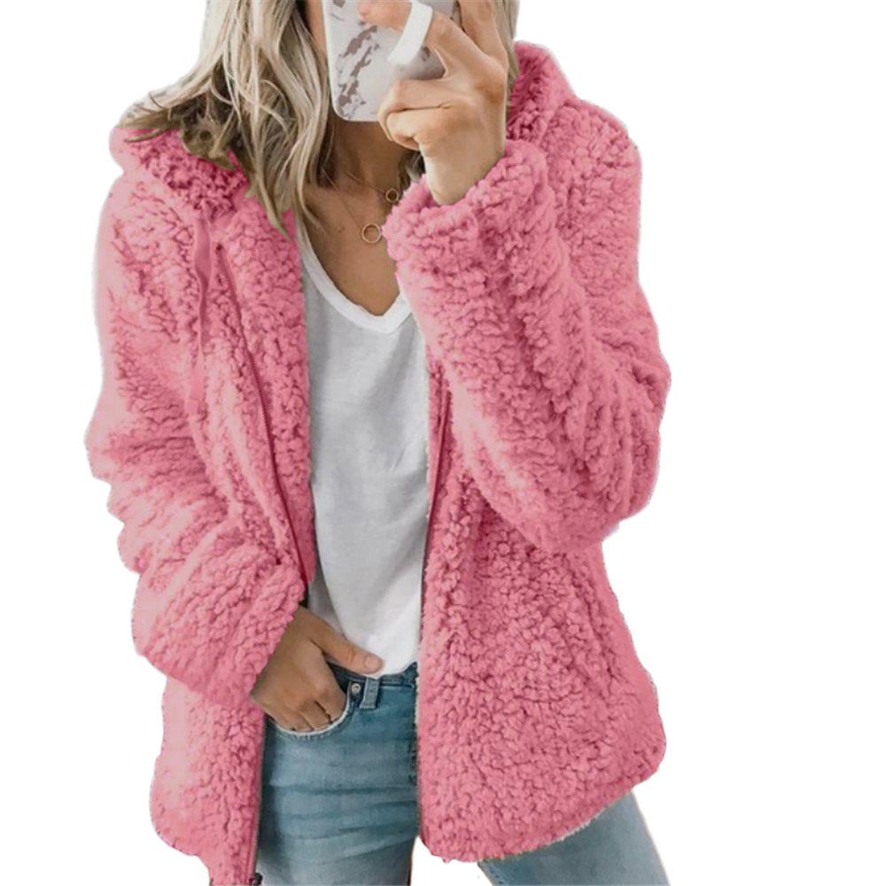 Sidefeel Women Open Front Hooded Cardigan Fleece Pocket Coat Outwear