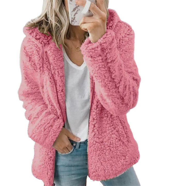 Sidefeel Women Open Front Hooded Cardigan Fleece Pocket Coat Outwear
