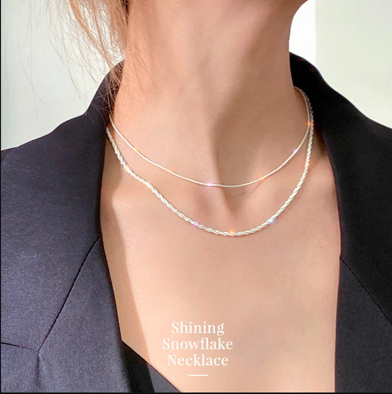Shining Snowflake Necklace Bracelet