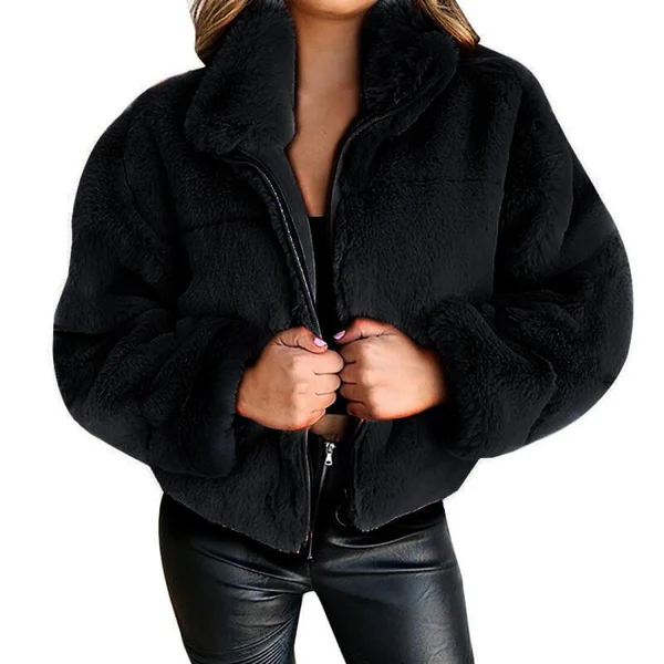 Winter warm fluffy cashmere jacket