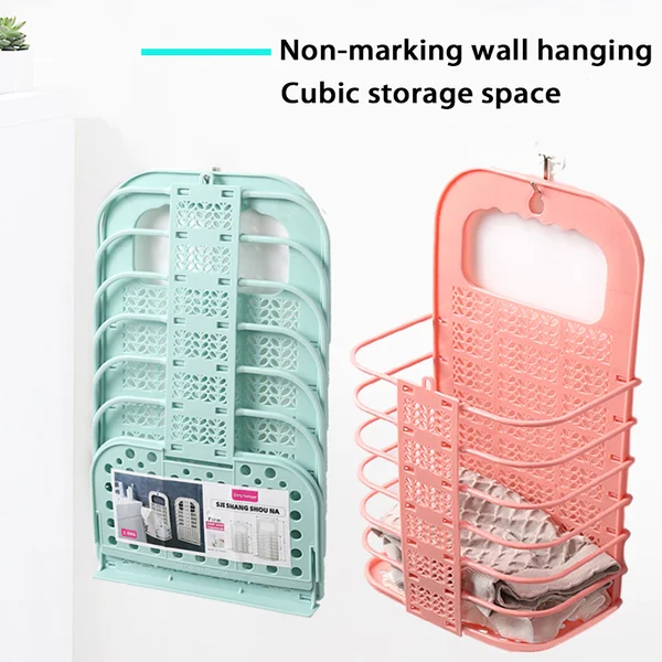 Folding wall mounted non perforated storage baskets