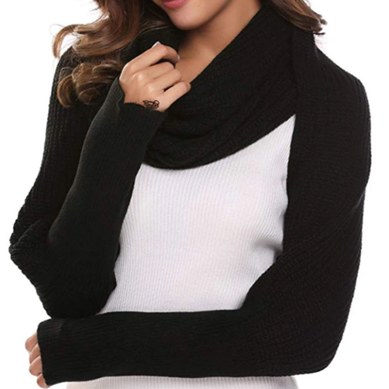 Knitted Wrap Scarf With Sleeves