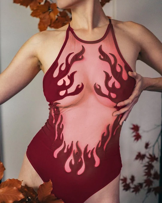 Flame Embroidered Bodysuit