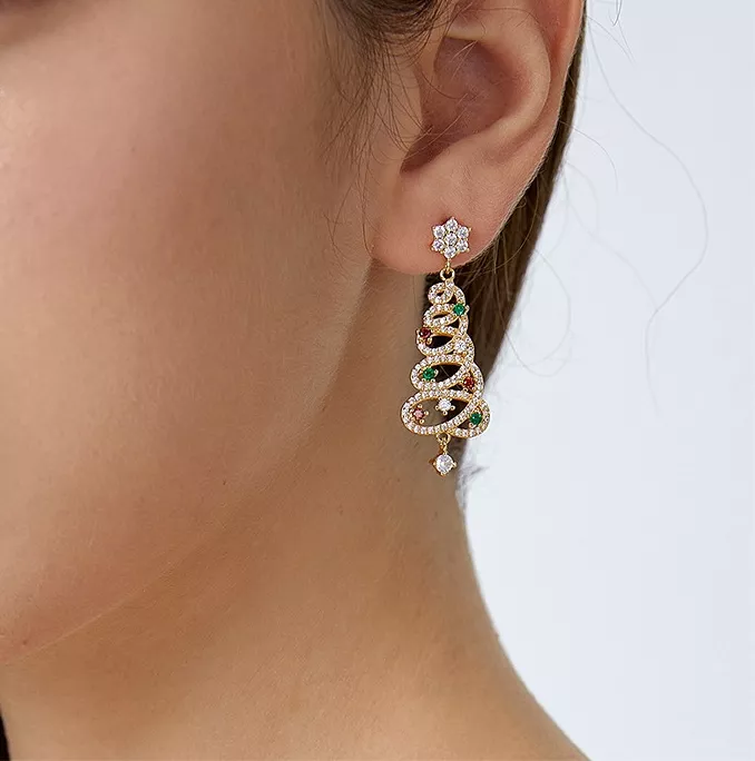Shiny Christmas Tree Earrings