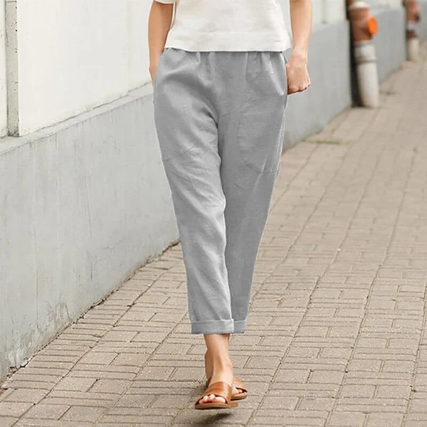 Linen cotton womens large size loose pants