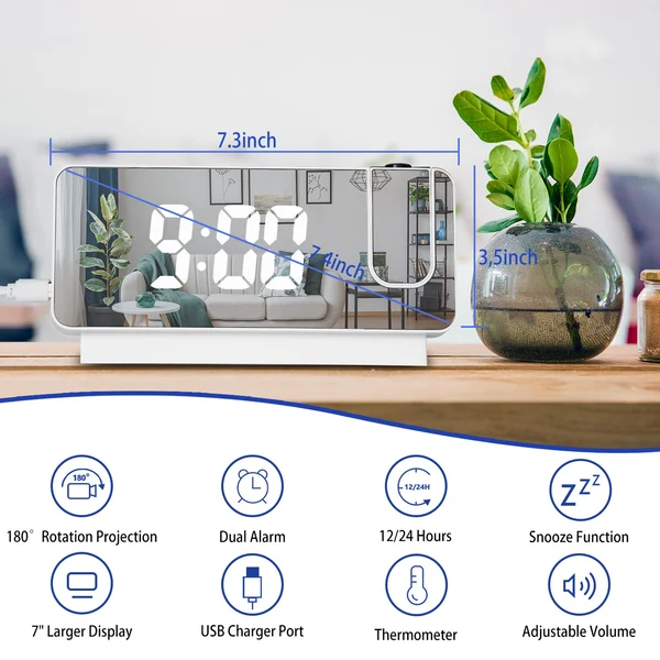 Mirror projection alarm clock