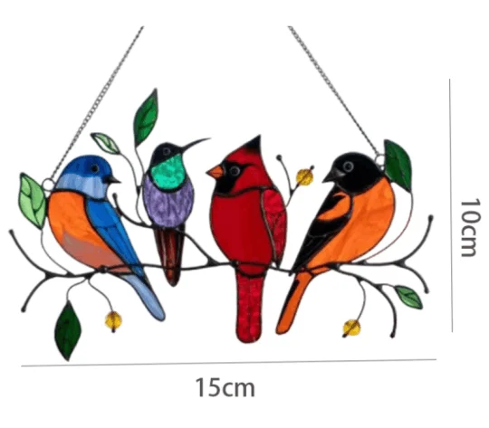 Birds Stained  Window  Panel Hangings