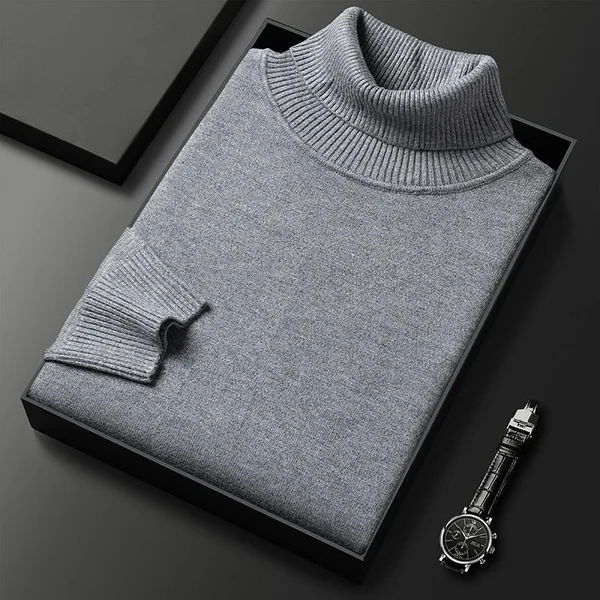 Mens Solid Color Turtleneck Sweater