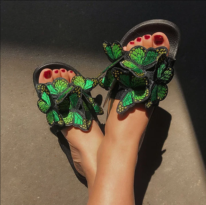 EMBROIDERED BUTTERFLY OPEN TOE BOHEMIAN SANDALS