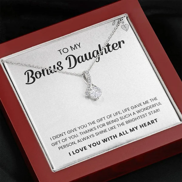 To My Bonus Daughter Shine Like The Brightest Star Necklace