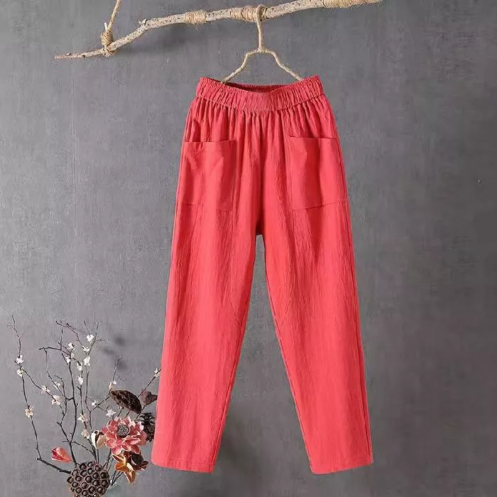 Womens Loose Pants Nine Points Harem Pants Solid Color Thin Tide