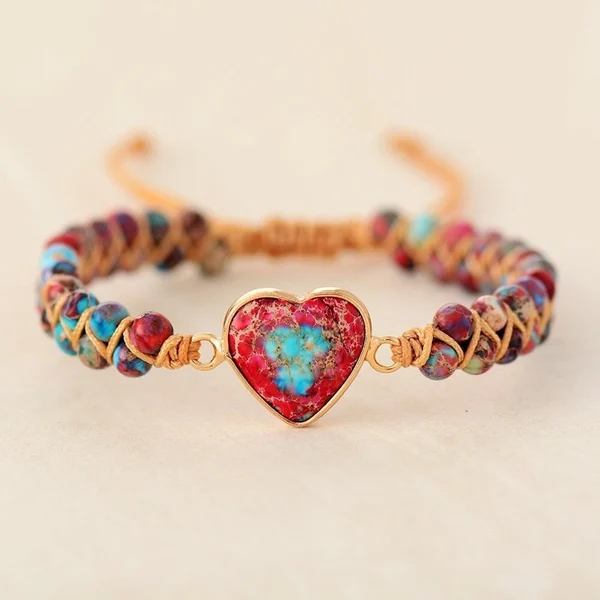 To My Granddaughter Love You Forever Jasper Heart Bracelet
